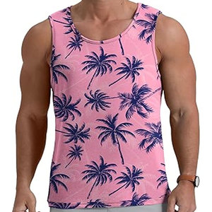 Custom Men's Breathable Quick Dry <b>Running</b> <b>Singlet</b> Tank Top Vest Casual Knitted Weaving Sublimation Print Cotton/Polyester OEM - Product Image 6