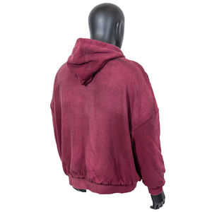 Sweat à capuche zippé Sportish Impex Premium en maille gaufrée brodée 3D, délavé à l'acide, épaules tombantes, vintage, effet vieilli, bordeaux - Product Image 5