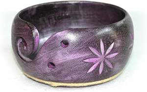 Porte-bol de rangement en fil antique en bois fabriqué à la main foncé solide pour tricoter des accessoires de crochet au crochet - Product Image 5