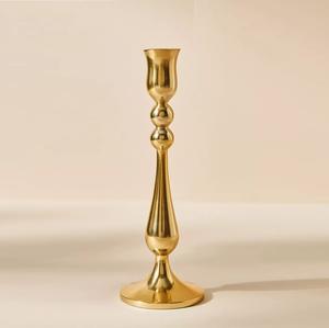 Set of 3 Customized Sizes Gold Plated Brass <b>Candle</b> Stand Metal Pillar Holder for Christmas Wedding <b>Candle</b> Lanterns & Jars - Product Image 3