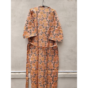 Kimono Elegante de Algodón con Estampado Floral Hecho a Mano para Mujer, Cuello en V, Manga Corta, Hermosa Túnica de Verano para Dormir - Product Image 6
