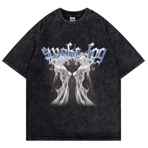 เสื้อยืดแขนสั้นสำหรับผู้ชายวินเทจทรงโอเวอร์ไซส์ผ้าฝ้ายพิมพ์ลาย3D ไหล่ผ้าถักสกรีน - Product Image 5