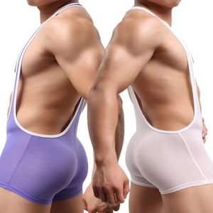 OEM ODM Custom Logo Men <strong>Gay</strong> Sexy Wrestling <strong>Singlet</strong> Low Back Open Back Bodysuit Exotic Erotic Bulge Pouch Factory Underwear - Product Image 4