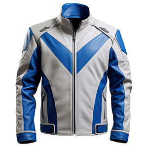 Ropa deportiva ligera a prueba de viento, chaqueta de piel de oveja genuina de primera calidad, cuello de béisbol con cremallera para motocicleta de talla grande - Product Image 1
