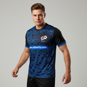 T-shirt en microfibre à séchage rapide personnalisé pour homme 100% polyester de coupe décontractée fabriquée en usine avec impression par sublimation sur tout le pourtour. - Product Image 1