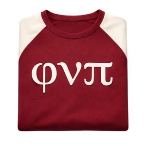 T-shirt Raglan Premium Phi Nu Pi Krimson, taille standard, coton de qualité supérieure, coupe athlétique, vêtements brodés de la fraternité grecque - Product Image 6