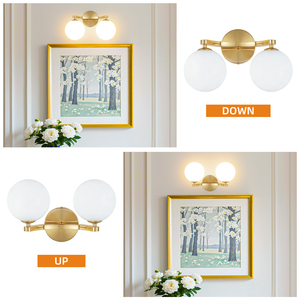 Modern Copper <b>Wall</b> Lamp <b>with</b> White Glass Shades E27 LED 3500K Warm <b>Light</b> for Bathroom <b>Wall</b> Mounted - Product Image 6
