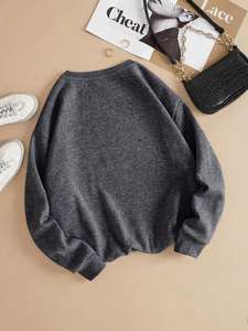 Heavyweight Fleece Oversized <b>Sweatshirt</b> <b>Men</b> Women Plain <b>Crewneck</b> Pullover Drop Shoulder Long Sleeve Casual Winter Streetwear - Product Image 2