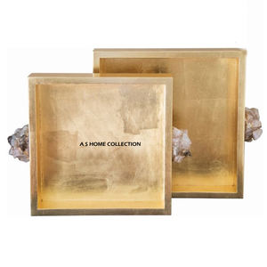 Bandeja para Servir Alimentos de Excelente Calidad, Diferentes Tamaños, Color Dorado, con Asa de Diseño, Recién Llegada - Product Image 1