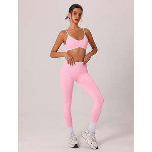 yoga sets high waist leggings and bra top seamless stretch breathable activewear fitness women <b>apparel</b> - Product Image 5