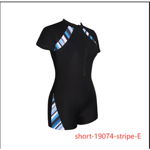 Conjuntos de detalles de rayas azules y negras para mujer Active Seductor Rash Guard Sun-Safe Impresión digital de secado rápido Spandex/Nylon a la moda - Product Image 3