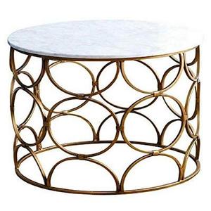 36x48 Cms Extendable Modern Luxury <b>Gold</b> Finish <b>Round</b> Stainless Steel Coffee <b>Table</b> for Home & Hotel - Product Image 3