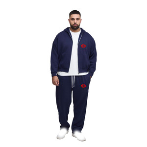 ชุดเซ็ตเสื้อฮู้ดซิปผ้าฟลีซหนานุ่มสำหรับผู้ชาย ชุดวอร์มฤดูหนาวพร้อมกางเกงมีเชือกผูก  รับผลิตแบบ OEM พร้อมตัวเลือกสีและโลโก้ตามสั่ง - Product Image 1