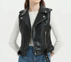 Chalecos de Moda de Alta Calidad para Mujer, Nuevo Chaleco de Piel de Oveja Transpirable al por Mayor, Elegante Chaleco de Cuero Auténtico de Fabricante - Product Image 3