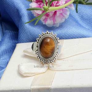 Anillo bohemio de Plata de Ley 925, piedra de ojo de tigre Natural hecha a mano, ajuste de bisel de corte ovalado, joyería clásica para fiesta de boda - Product Image 3