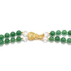 Collar de cristal de cuarzo óptico y aventurina verde con circonita blanca y plata de ley chapada en oro de Suzie Menham, 354,65 quilates - Product Image 2