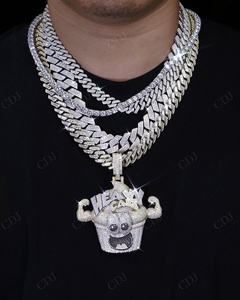 เครื่องประดับจี้เพชรโมอิสทำจากเงินแท้ฮิปฮอปถูกประดิษฐ์ขึ้นเพื่อยกระดับสไตล์ที่กำหนดเอง - Product Image 3