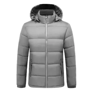 Veste en duvet à capuche d'hiver pour hommes en nylon personnalisé rembourré imperméable à l'eau manteau en peluche à capuche pour hommes manteau en peluche pour hommes