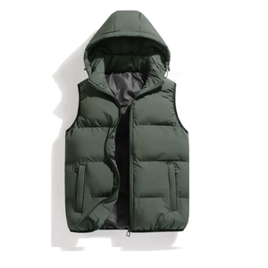 JONQUILLES hommes personnalisé automne extérieur gilet bouffant à capuche sans manches veste avec fermeture éclair vers le bas imperméable vêtements de rue - Product Image 6