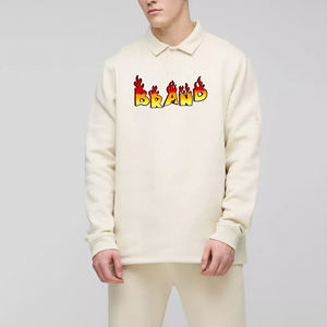 Recién llegado 2025 camiseta Polo de manga larga para hombres 100% algodón ajuste suelto logotipo impreso personalizado color sólido Camiseta polo para hombres - Product Image 4