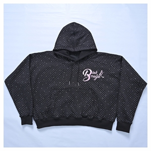 Sudadera corta con capucha personalizada para mujer con diamantes de imitación transpirable bordado Diseño invierno algodón polar jersey de gran tamaño ropa de calle OEM ODM - Product Image 2
