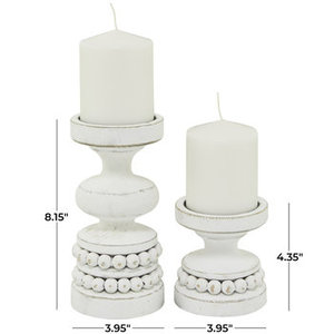 Bougeoir en bois au design fait à la main avec fini blanc parfait pour la décoration intérieure et la décoration de festival Accent d'éclairage élégant - Product Image 2