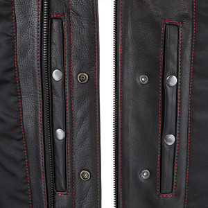 Gilet de moto en cuir véritable de couleur personnalisée, style club, motif uni, respirant, design vintage d'automne, système de fermeture double - Product Image 6