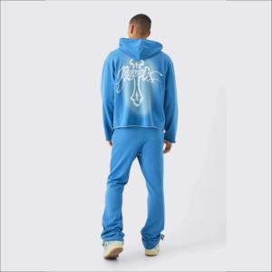 Conjunto de chándal de invierno de gran tamaño unisex Sudadera con capucha y pantalones de chándal detalle bordado - Product Image 1
