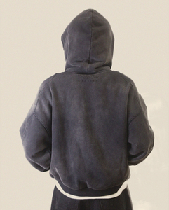 Sweat à capuche zippé court et ample en coton lourd 500GSM, lavé à l'acide, à manches raglan, nouveau design Sportish Impex - Product Image 3