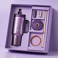 Gobelet isotherme en acier inoxydable à double paroi de 40 oz, finition laquée œil de chat, violet irisé, avec poignée en D et couvercle à bouton-poussoir anti-fuite