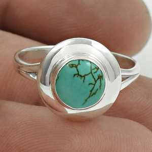 Bague en turquoise naturelle de forme ronde au design moderne, de qualité supérieure, prix de gros, bijoux en argent sterling 925 massif - Product Image 4