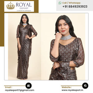 ชุดแต่งงานของนักออกแบบแฟชั่นเสื้อผ้าแนวพื้นเมืองอินเดียผ้าแฟนซีพร้อมงานฟอยล์ระดับพรีเมียม - Product Image 2