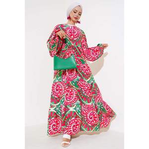 Robe à col chauve-souris Fuchsia Vert - Product Image 2