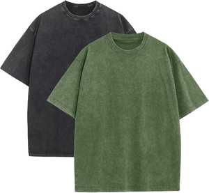 Camiseta de moda lavada con ácido con mangas cortas de textura desgastada retro y tela de algodón suave para uso diario informal - Product Image 3