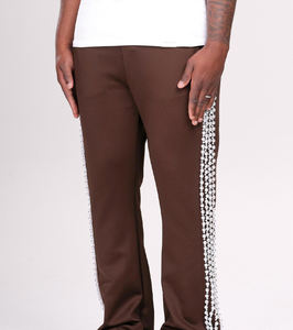 Nueva moda para hombre Pearl Jogger Straight Fit pantalones holgados Rhinestone mezcla de algodón Sun Faded pantalones de chándal Vintage Wash Pantalones - Product Image 3