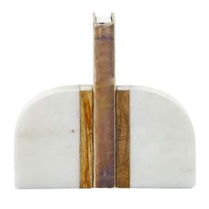 Modern Style Brass Inlay Bookends White Grey Triangular Marble Heavy Duty <b>Book</b> Stand for Home Study Room <b>Decorative</b> Desktop - Product Image 6