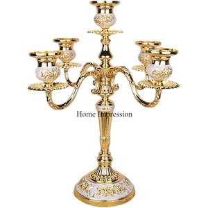 Haute gradation plaqué or en aluminium coulé 5 bras moderne créatif Art Designer haute qualité candélabre décoration de mariage - Product Image 1