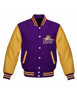 Chaqueta Universitaria de Lana Personalizada, Cuerpo de Lana Premium con Mangas de Cuero, Chaqueta de Béisbol Clásica para Hombre y Mujer, Pedidos al por Mayor OEM/ODM - Product Image 3