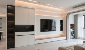 Set Mobile TV Moderno in Acciaio Inossidabile Bianco di Alta Qualità, Personalizzato per Isole Francesi, Arredamento da Salotto Centro Intrattenimento - Product Image 5