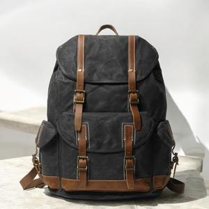 Leather Canvas <b>Backpack</b> Retro Outdoor Travel Hiking School Laptop <b>Backpack</b> Lightweight Breathable Large Capacity Eco-Friendly - Product Image 3