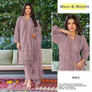 Charming Georgette Pakistani Suit Set <b>Beautiful</b> Crafted Design <b>Light</b> Smooth Fabric Perfect For Functions - Product Image 3