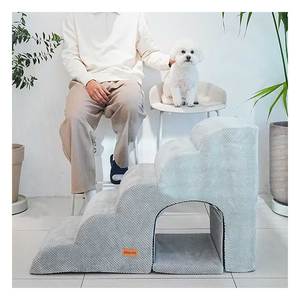 [AllmioPet] Escalera para Mascotas 3 en 1 con Diseño de Cueva, 5 Peldaños, Color Gris AMP C5 GR, Mueble para Perros, Gatos, Cachorros, Gatitos y Mascotas Mayores para Interiores - Product Image 4