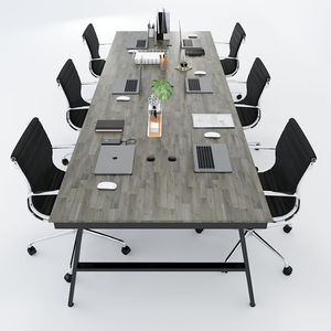 SFAC007 - Table contemporaine en bois de caoutchouc et fer en forme de A pour 6 personnes - Product Image 2