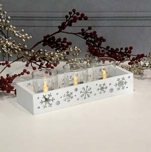 Wood Votive Holder Snowflake Candle Tray Indoor & <b>Outdoor</b> Tealight Candle Holder for Home Hotel Office Wedding Party Decoration - Product Image 2