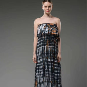 New Hot Sale Unique Design Ladies Long Ponchos Dress Off Shoulder Dress With Best Layered Ruffle Slit Plus Size Maxi Dress - Product Image 1