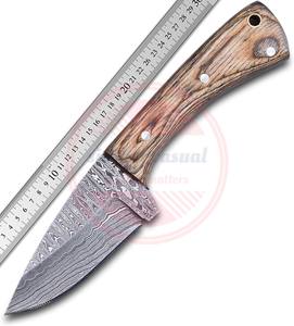 Handmade Damascus Steel Skinner Knife with <b>Leather</b> Sheath Professional Wooden Handle Hunting Skinner Knife - Product Image 2