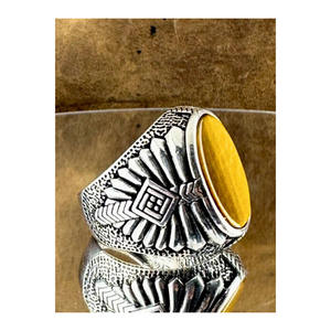 Anello da uomo in argento con pietra occhio di tigre, pietra naturale, modello vintage dal design speciale - Product Image 1