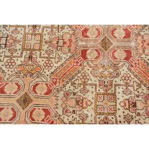 Alfombra de lana turca vintage clásica Beige rojo 6,3x9,4 pies área grande Patchwork con respaldo de látex para pasillo o dormitorio - Product Image 5