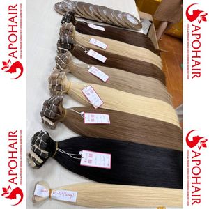 ผมต่อแบบเทปเรมี่รัสเซีย8นิ้วผมมนุษย์ติดหนังกำพร้าสี1B สองชั้น - Product Image 1