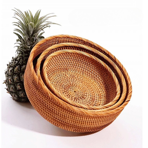 Tazón de servicio de ratán tejido a mano-Natural y ecológico de Vietnam Viet Fargimex - Product Image 1